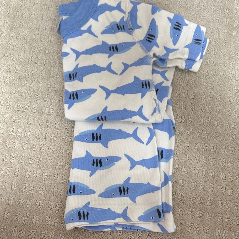 Blue Shark Print Kids Pajama Set